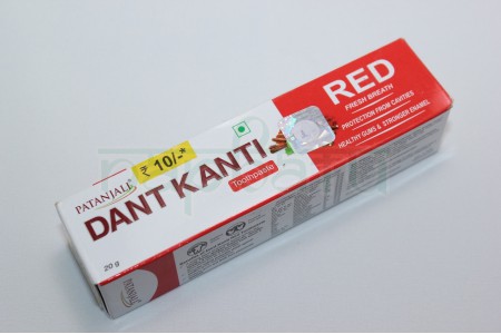 Зубная паста Лечебная травяная  с красным перчиком "Dant Kanti Red Patanjali Toothpaste "20 грамм.