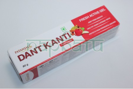 Зубная паста аюрведическая  "Dant Kanti Fresh Active Gel toothpaste" , 80 грамм, Patanjali.