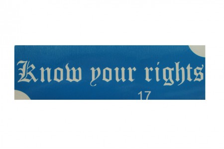 "Знай свои права" (англ.) (5*15 см)